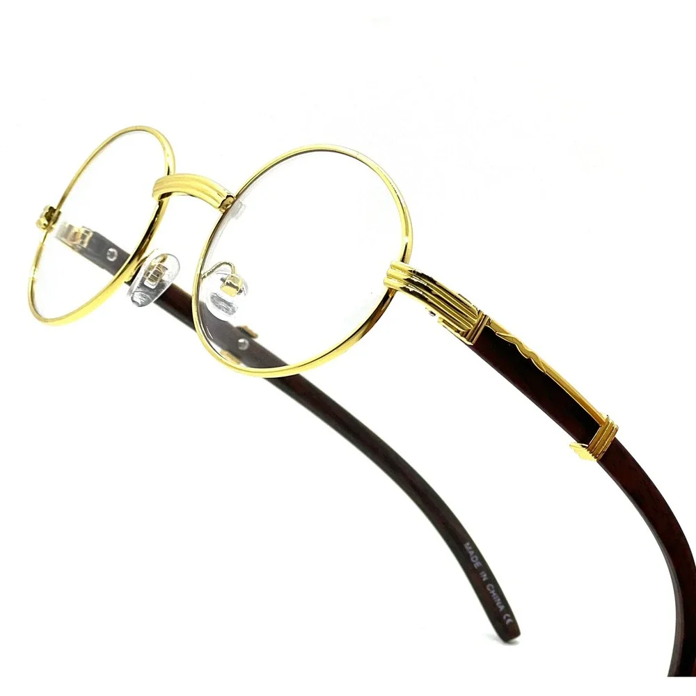 Gold Round Glasses Mens Womens Vintage‎ Style Clear Lens Eye Glasses Migos Cholo